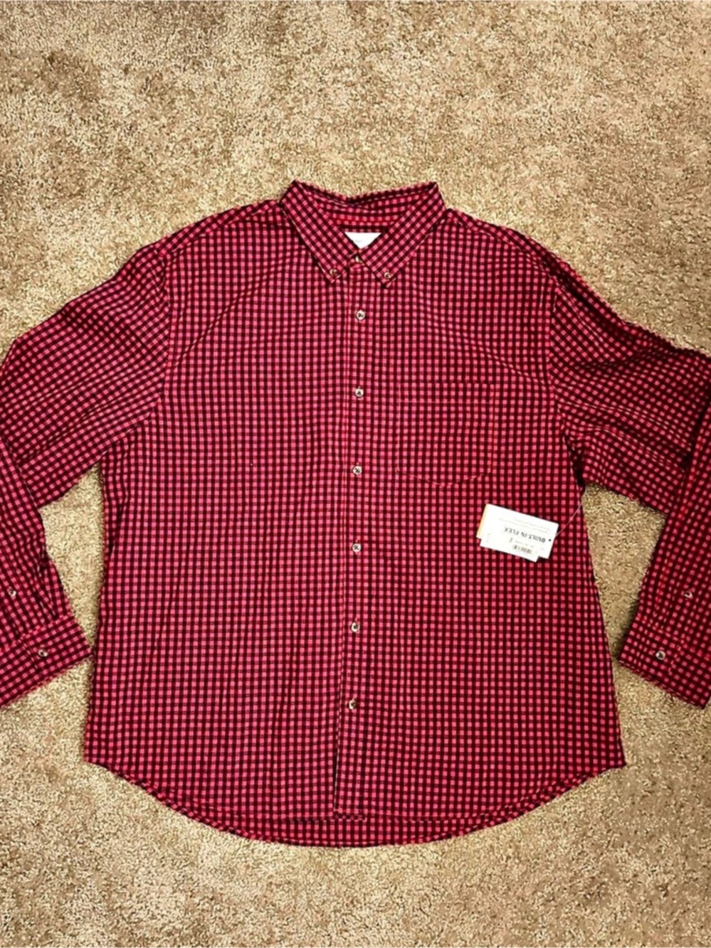 Old Navy Everyday Shirt Slim Fit Built-In Flex Gingham Red & Black XXL
